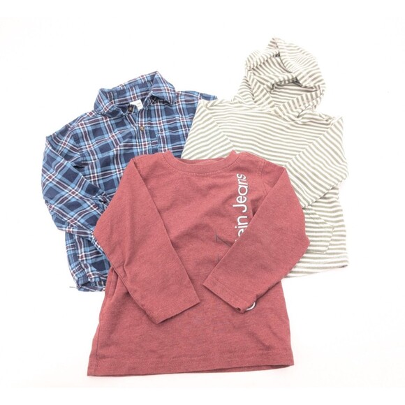 Toddler Boy Long Sleeve T-Shirt Lot of 3 Calvin Klein Carters Epic Threads SZ 2T - Picture 1 of 7